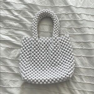 Elegant White Beaded Handbag